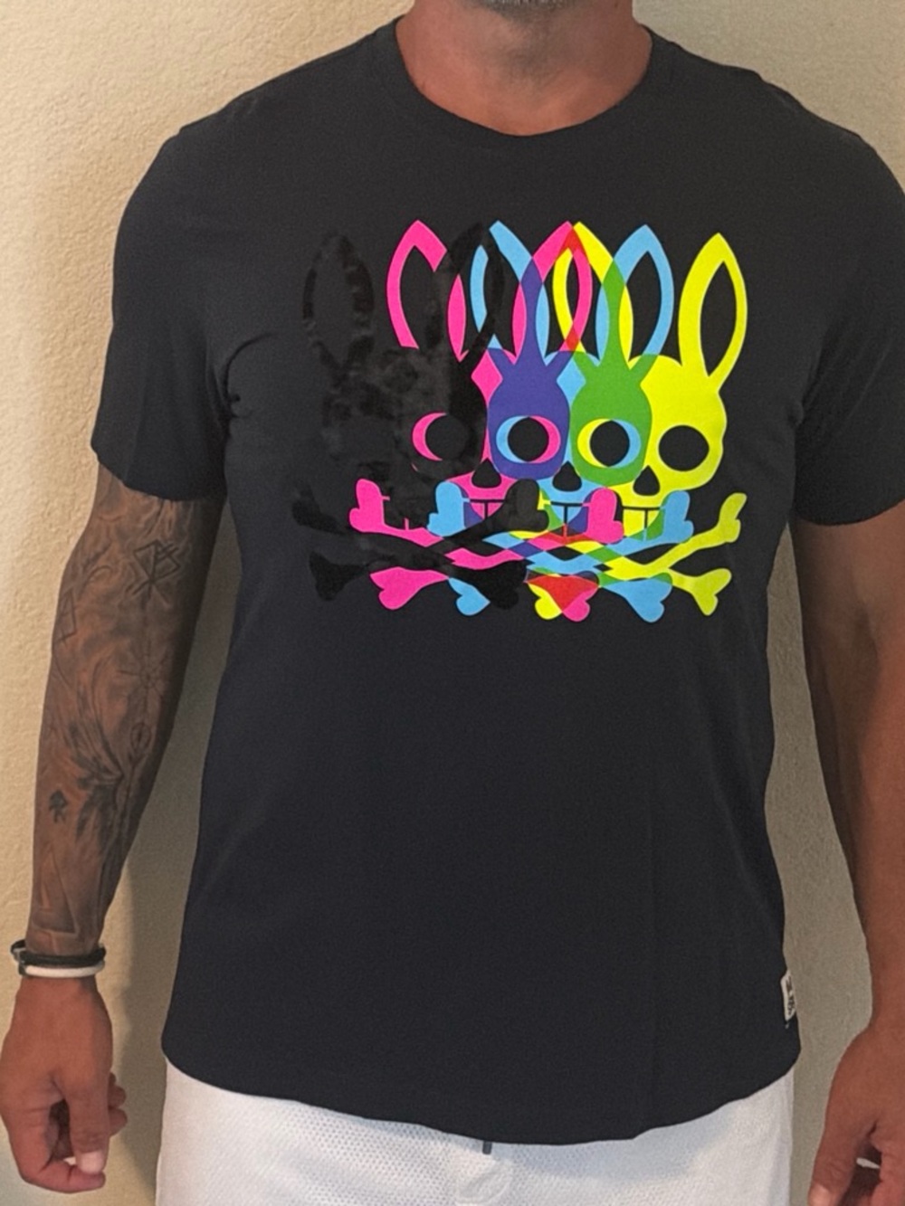 Psycho Bunny Navy Crewneck with White Logo Print
